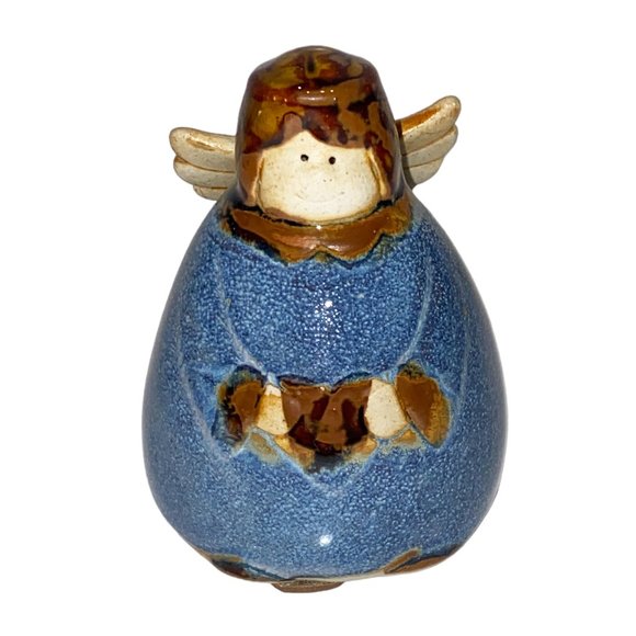 Studio Pottery Angel Glazed Blue Wings - Picture 6 of 7